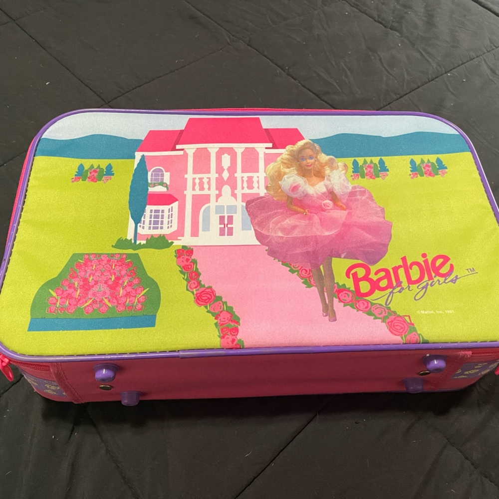 Vintage 1991 BARBIE Mattel Doll Case Suitcase Dreamhouse Carry On Girls